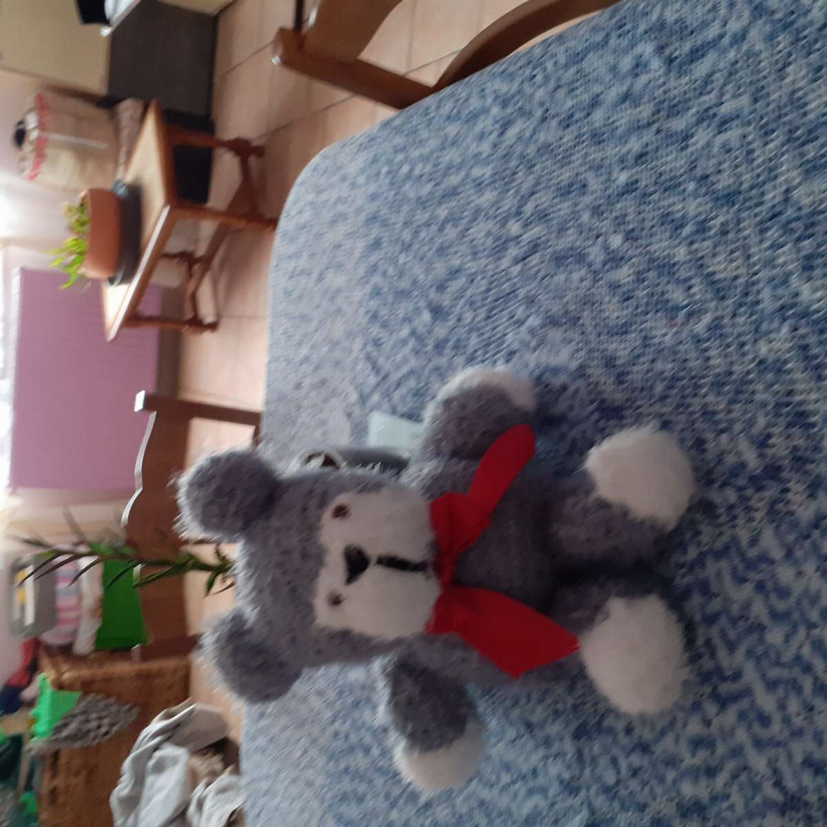 doudou ours avec noeud rouge